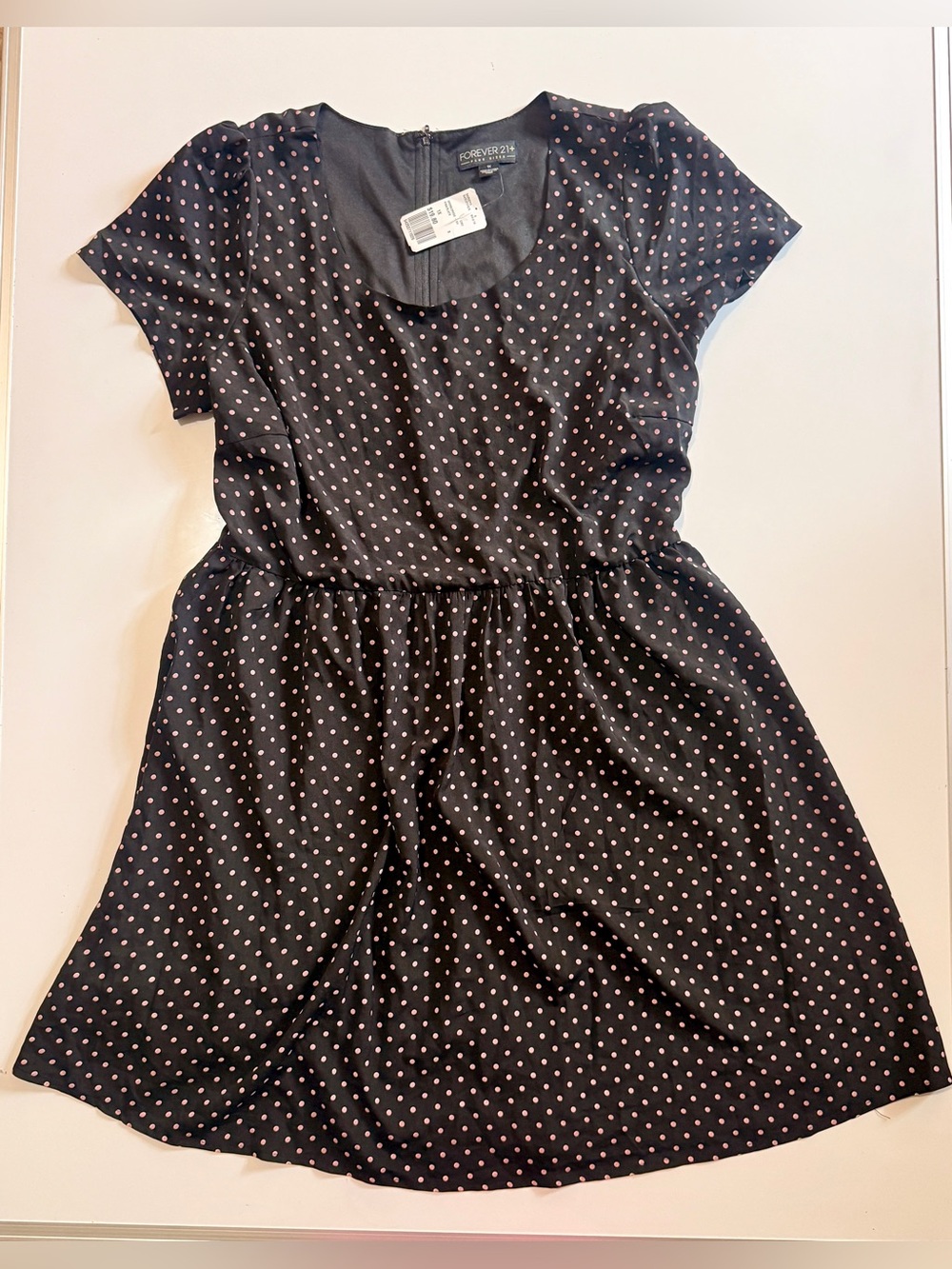 Forever 21 Plus Black Dot Print Short Sleeve Dress 1X